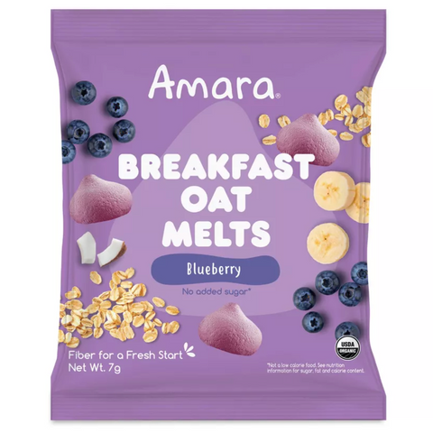 Amara Organic Breakfast Oat Melts Blueberry Baby Snack, 7g