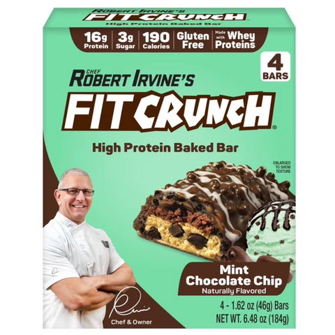 FITCRUNCH Mint Chocolate Chip, High Protein Baked Bar, 16g Protein, 4 Count