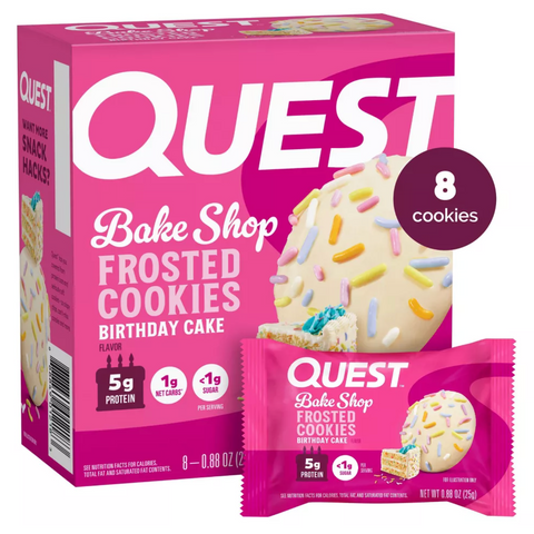 Quest Frosted Protein Cookies, Soft Baked, Birthday Cake, 8 Count