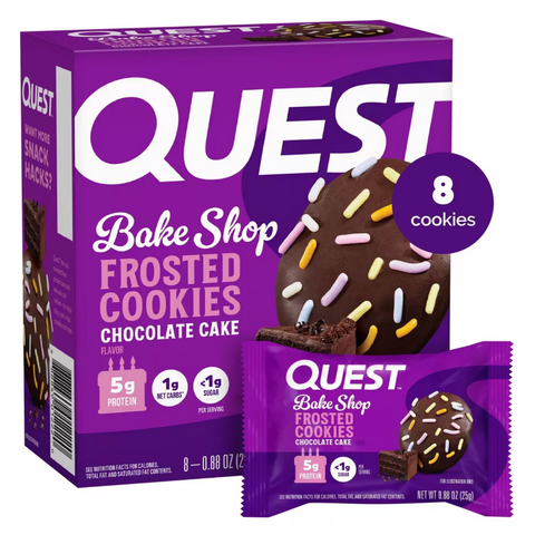 Quest Frosted Protein Cookies, Soft Baked, Chocolate Cake, 8 Count