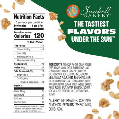 Sunbelt Bakery Oats & Honey Granola Bars, 9.5oz, 10 Count