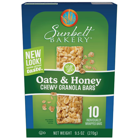 Sunbelt Bakery Oats & Honey Granola Bars, 9.5oz, 10 Count