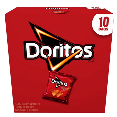 Doritos Nacho Cheese Flavored Tortilla Chips, 1 oz Bags, 10 Count