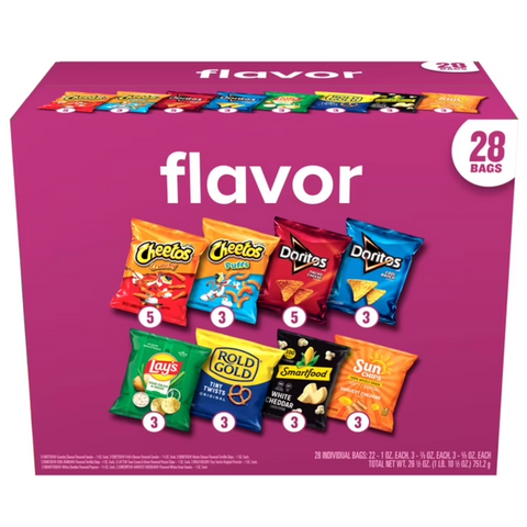 Frito Lay Chips Flavor Mix Party Mix Variety Pack, 28 Count