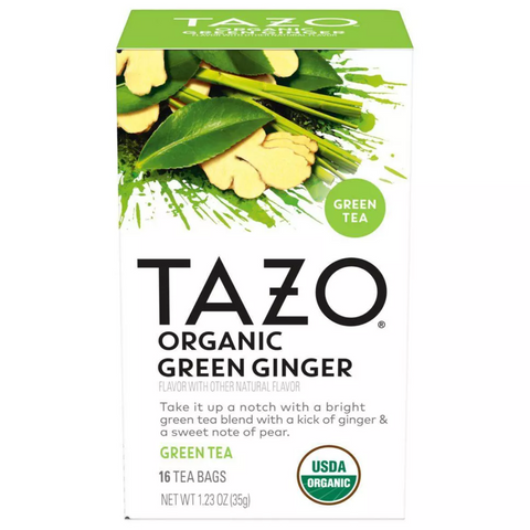 Tazo Organic Green Tea Ginger, Tea Bags, 16 Count