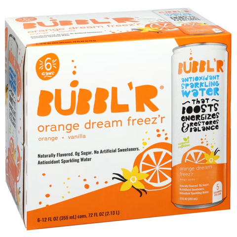 BUBBL'R Antioxidant Sparkling Water Orange Dream Freez'r 12 fl oz, 6 Count