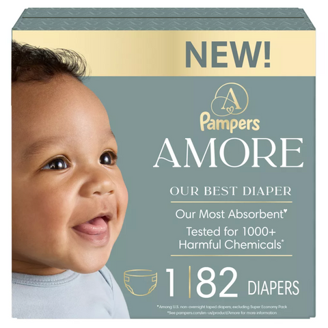 Amore by Pampers Diapers Super Pack - Size 1, 82 Count