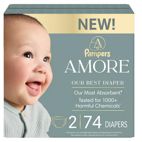Amore by Pampers Diapers Super Pack - Size 2, 74 Count