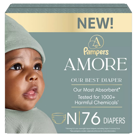 Amore by Pampers Diapers Super Pack - Newborn, 76 Count