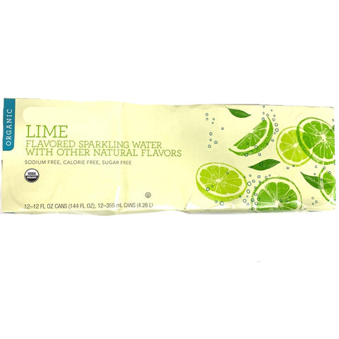 Organic Store Brand Lime Sparkling Water, 12 fl oz, 12 Count