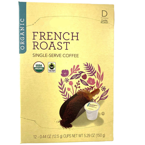 Organic Store Brand Coffee, Dark Roast, French Roast, Single-Serve Cups, 12 Count