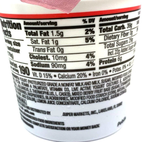 Store Brand Yogurt, Lowfat, Fruit on the Bottom, Mixed Berry, 6 oz.