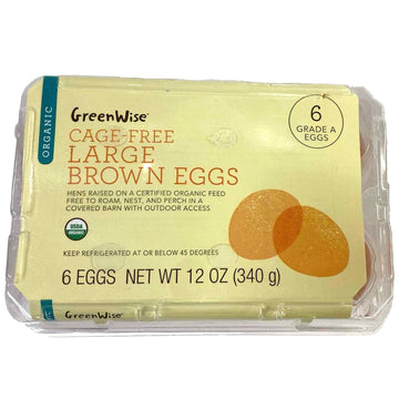 Organic Store Brand Large Cage Free Brown Eggs, Organic, 6 Count