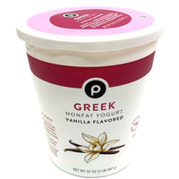 Store Brand Greek Yogurt, Nonfat, Vanilla Flavored, 32 oz