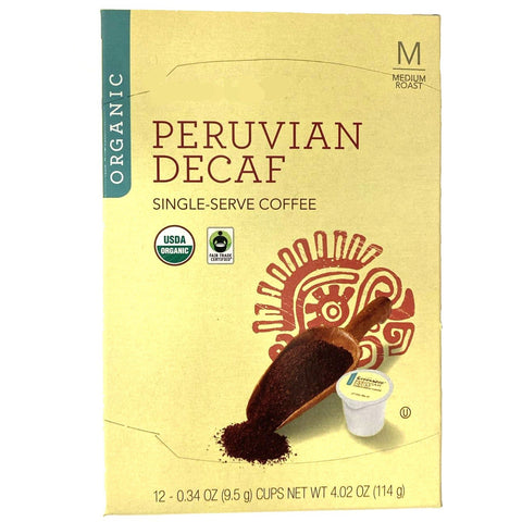 Organic Store Brand Coffee, Medium Roast, Peruvian Decaf, Single-Serve Cups, 12 Count