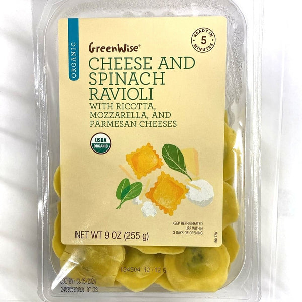 Organic Store Brand Cheese And Spinach Ravioli, 9oz