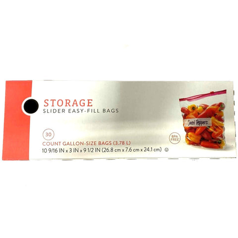 Store Brand Storage Slider Easy-Fill Bags, 30 Count