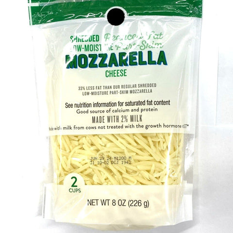 Store Brand Low-Moisture Reduced Fat Part-Skim Mozzarella Shredded Cheese, 8oz