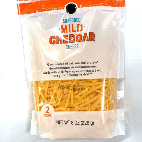 Store Brand Shredded Mild Cheddar Cheese, 8oz