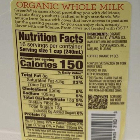 Organic Store Brand Whole Milk, 1 Gallon