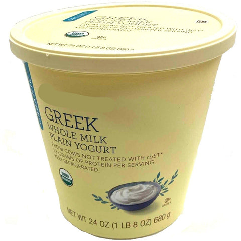 Organic Store Brand Yogurt, Greek, Organic, Whole Milk, Plain, 24 oz