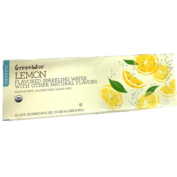 Organic Store Brand Lemon Sparkling Water, 12 fl oz, 12 Count