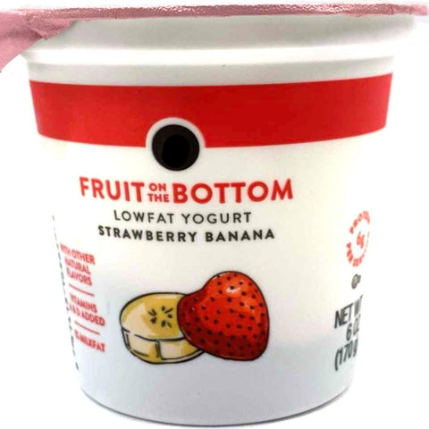 Store Brand Yogurt, Lowfat, Fruit on the Bottom, Strawberry Banana, 6 oz.