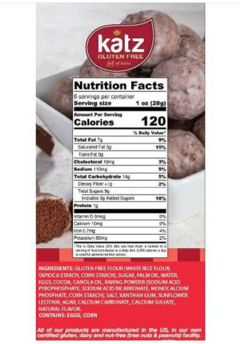 Katz Frozen Gluten Free Chocolate Glazed Donut Holes, 6oz