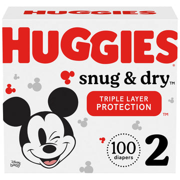Huggies Mickey Mouse Snug & Dry Diapers Super Pack, Size 2 (100 Ct)