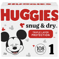 Huggies Mickey Mouse Snug & Dry Diapers Super Pack, Size 1 (108 Ct)