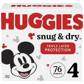 Huggies Mickey Mouse Snug & Dry Diapers Super Pack, Size 4 (76 Ct)