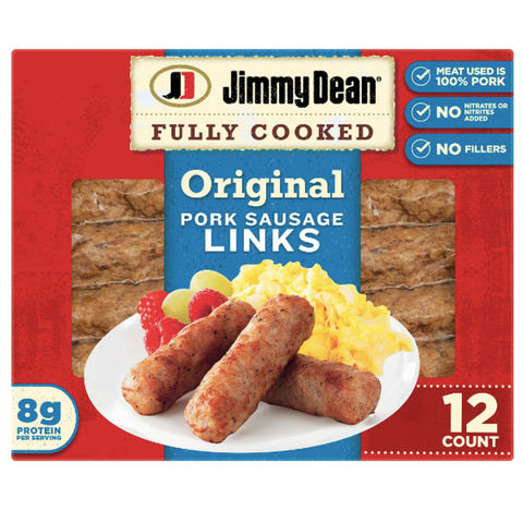 Jimmy Dean Fully Cooked Original Pork Sausage Links, 9.6 oz, 12 Count