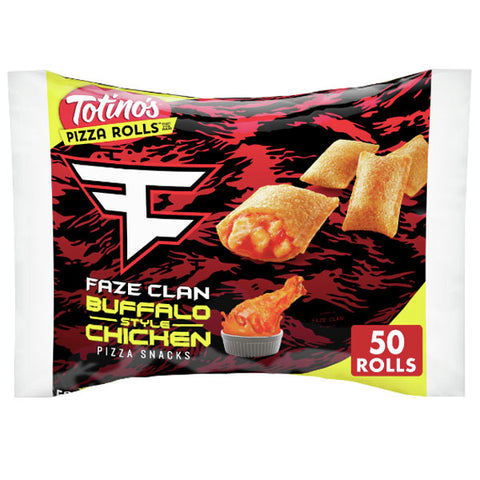 Totino's Pizza Rolls, FaZe Clan Buffalo Style Chicken, Frozen Snacks, 50 Count