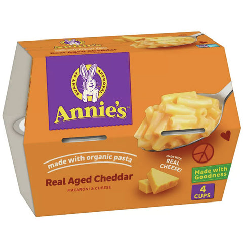 Annie's Real Aged Cheddar Macaroni & Cheese Microwavable Cups, 4 Count