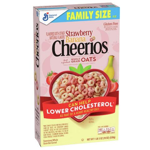 Cheerios Strawberry Banana Breakfast Cereal, Family Size, 19 oz