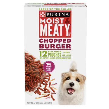 Purina Moist & Meaty Wet Dog Food, Chopped Burger, 12 Count