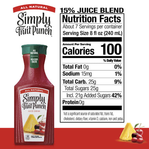 Simply Fruit Punch Juice, All Natural, 52 fl oz