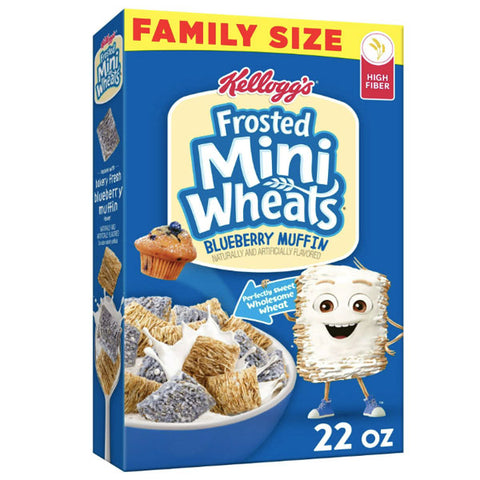 Kellogg's Frosted Mini-Wheats Blueberry Muffin Breakfast Cereal, Family Size, 22 oz