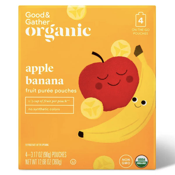 Good & Gather Organic Applesauce Pouches, Apple Banana, 4 Count