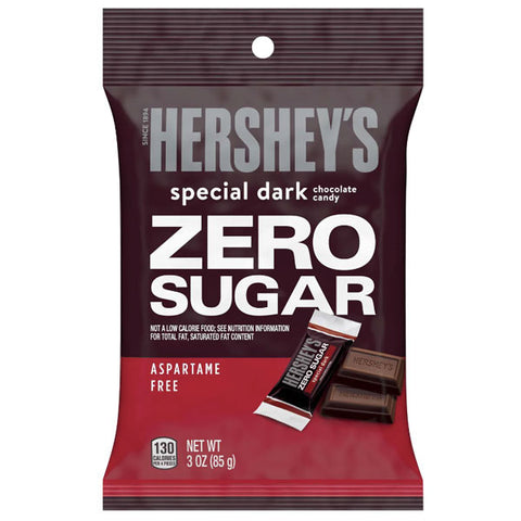 Hershey's, Special Dark Zero Sugar Mildly Sweet Chocolate Candy Bars, Individually Wrapped, Aspartame Free, 3 oz