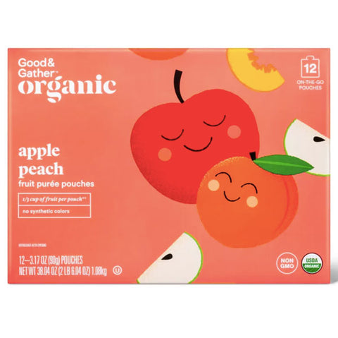 Good & Gather Organic Applesauce Pouches, Apple Peach, 12 Count