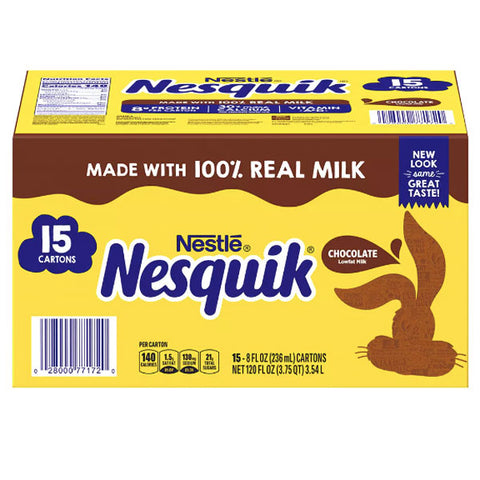 Nesquik Chocolate Low-Fat Milk Boxes, 8 fl oz. Cartons, 15 Count