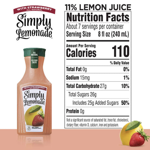 Simply Lemonade with Strawberry, All Natural, 52 fl oz