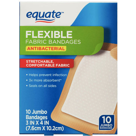 Equate Antibacterial Flexible Fabric Bandages, 10 Count