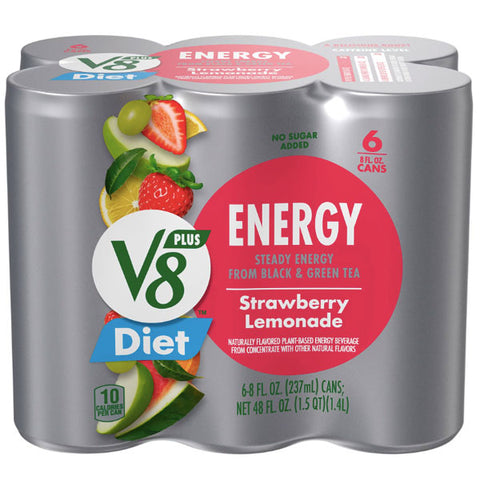 V8 +Energy Diet Strawberry Lemonade Energy Drink, 8oz, 6 Count