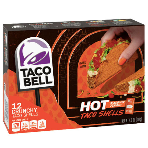 Taco Bell Hot Crunchy Seasoned Flavor Taco Shells, 12 Count