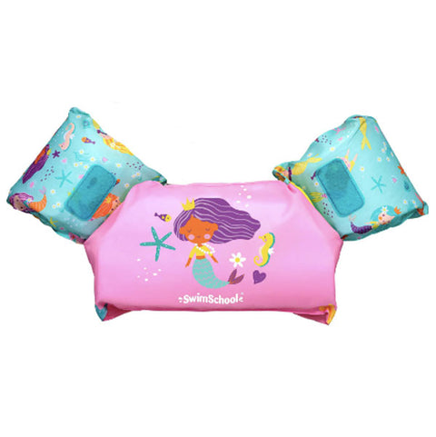 SwimSchool 2-in-1 Pink Mermaid Flotation Vest, Ages 4-6 Years