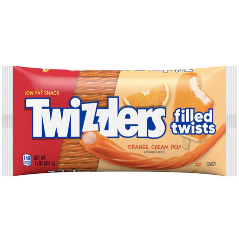 Twizzlers Filled Twists Orange Cream Pop Flavored Chewy Candy, 11 oz