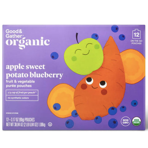 Good & Gather Organic Applesauce Pouches, Apple Sweet Potato Blueberry, 12 Count