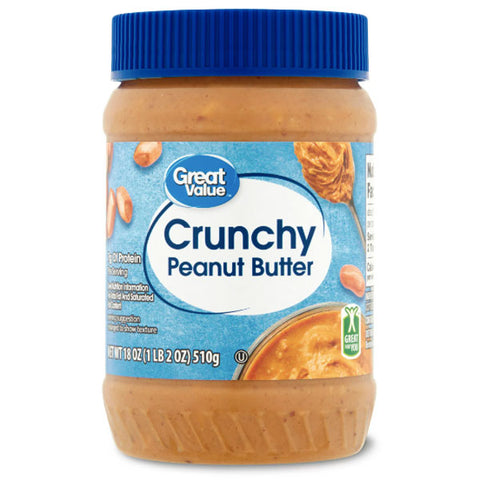 Great Value Crunchy Peanut Butter, 18 oz